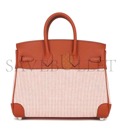 HERMES MASTER BIRKIN 25 SWIFT AND CANVAS BRIQUE PALLADIUM HARDWARE (25*18*13cm)